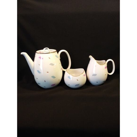 SALE 16Pc. Johann Haviland Coup Tea Set Pastel on White Gold Trim - Picture 5 of 15